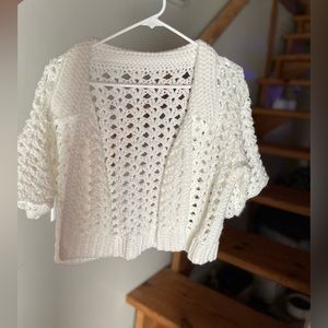 Handmade crochet cropped collar cardigan